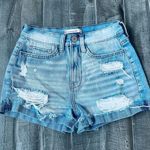 SO Relaxed Mom Short High Waist Denim Jean Shorts 1 25 - Picture 1 of 3